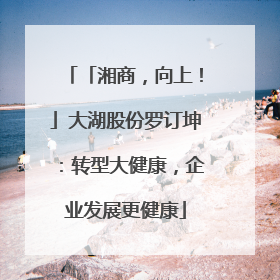 「湘商，向上！」大湖股份罗订坤：转型大健康，企业发展更健康