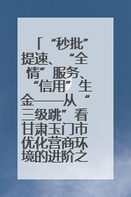 “秒批”提速、“全情”服务、“信用”生金——从“三级跳”看甘肃玉门市优化营商环境的进阶之路