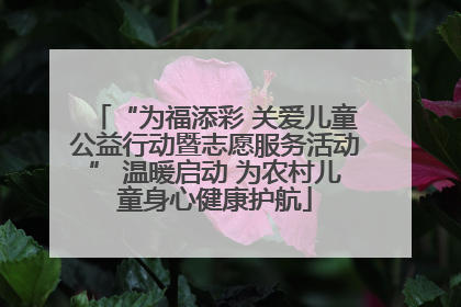 “为福添彩 关爱儿童公益行动暨志愿服务活动” 温暖启动 为农村儿童身心健康护航
