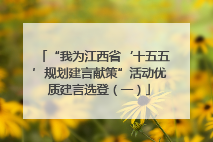 “我为江西省‘十五五’规划建言献策”活动优质建言选登（一）