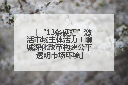 “13条硬招”激活市场主体活力！聊城深化改革构建公平透明市场环境