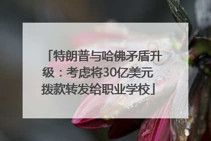 特朗普与哈佛矛盾升级：考虑将30亿美元拨款转发给职业学校