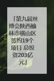 第九届丝博会陕西榆林市横山区签约19个项目 总投资203亿元