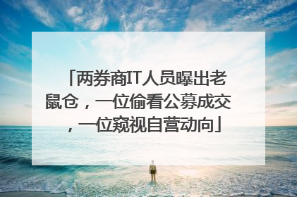 两券商IT人员曝出老鼠仓，一位偷看公募成交，一位窥视自营动向