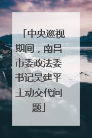 中央巡视期间,南昌市委政法委书记吴建平主动交代问题