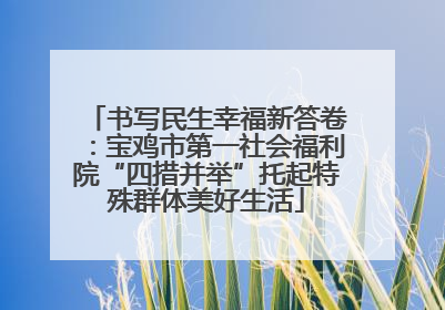 书写民生幸福新答卷：宝鸡市第一社会福利院“四措并举”托起特殊群体美好生活
