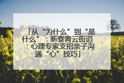 从“为什么”到“是什么”：新泰青云街道：心理专家支招亲子沟通“心”技巧