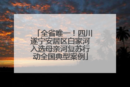 全省唯一！四川遂宁安居区白家河入选母亲河复苏行动全国典型案例
