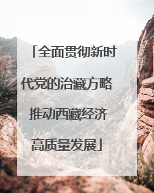 全面贯彻新时代党的治藏方略 推动西藏经济高质量发展