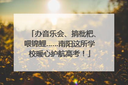 办音乐会、摘枇杷、喂锦鲤……南阳这所学校暖心护航高考！
