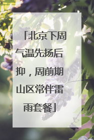 北京下周气温先扬后抑，周前期山区常伴雷雨套餐