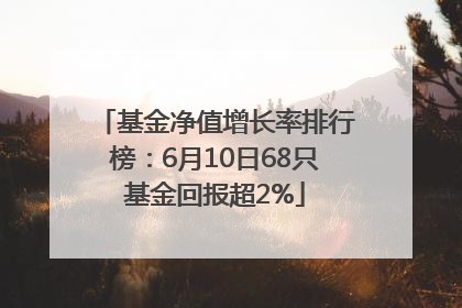 基金净值增长率排行榜：6月10日68只基金回报超2%