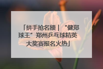 拼手抢名额｜“健郑球王”郑州乒乓球精英大奖赛报名火热