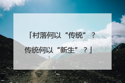 村落何以“传统”？传统何以“新生”？