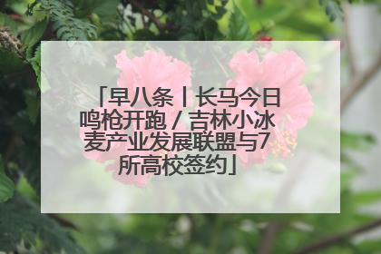 早八条丨长马今日鸣枪开跑／吉林小冰麦产业发展联盟与7所高校签约