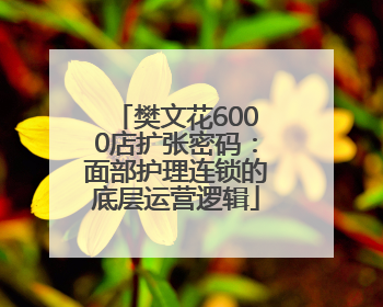 樊文花6000店扩张密码：面部护理连锁的底层运营逻辑