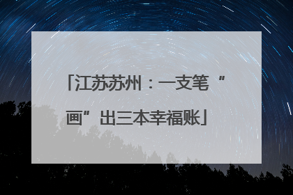 江苏苏州：一支笔“画”出三本幸福账