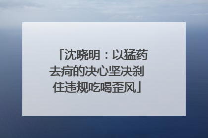 沈晓明：以猛药去疴的决心坚决刹住违规吃喝歪风