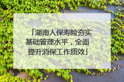 湖南人保寿险夯实基础管理水平，全面提升消保工作质效