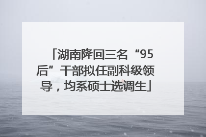 湖南隆回三名“95后”干部拟任副科级领导，均系硕士选调生