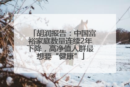 胡润报告：中国富裕家庭数量连续2年下降，高净值人群最想要“健康”