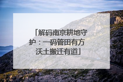 解码南京耕地守护：一码管田有方 沃土搬迁有道