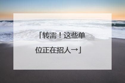 转需！这些单位正在招人→