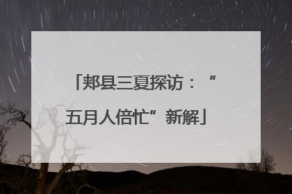 郏县三夏探访：“五月人倍忙”新解