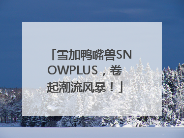 雪加鸭嘴兽SNOWPLUS，卷起潮流风暴！
