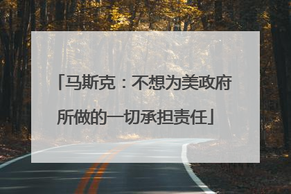 马斯克：不想为美政府所做的一切承担责任