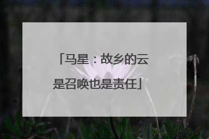马星：故乡的云是召唤也是责任