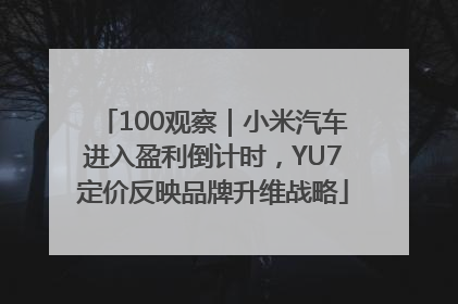 100观察｜小米汽车进入盈利倒计时，YU7定价反映品牌升维战略